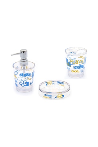 DENİZ DESEN 3 LÜ BANYO SETİ AKRİLİK Şeffaf