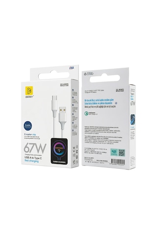 İberry Lb205xe Usb-a To Type-c Buzz Serisi Şarj Kablosu - Beyaz