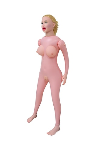 Erofoni Linda Büyük Boy Sesli Sarı Saçlı Realistik 3 İşlevli Titreşimli Kaliteli Şişme Bebek Kadın Manken