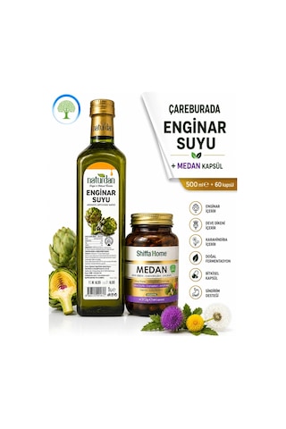 Naturdan Enginar Suyu 1l - Aromatik Su 1000 Ml & Shiffahome Medan 60 Kapsül