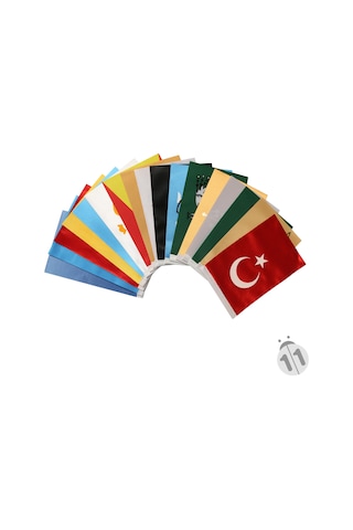 Eski Türk Devletleri Bayrakları 17 adet Çift Kat Saten 15 x 22.5 CM