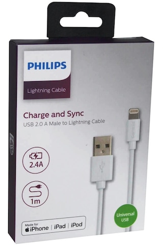 Philips Lightning Usb İphone 5-6-7-8-x Hızlı Şarj Ve Data Kablosu 1m Swr1508w/93