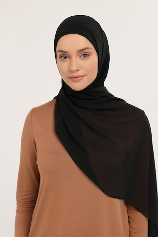 Altobeh Hazır Pratik Lüks Boru Boneli Şifon Şal Siyah