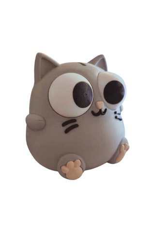 3dprototürk Gri Kedi Kumbara 16 Cm