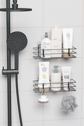 Yapışkanlı 2 Li Set Banyo Rafı Duş Şampuanlık Duvar Düzenleyici Organizer Siyah