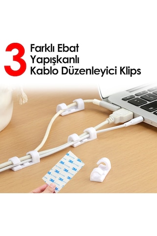 Mega Oto Market Kablo Düzenleyici Kablo Klipsi Yapışkan Bantlı 3 Farklı Ebat (525855977)
