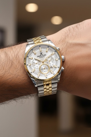 Daniel Klein 8682308449825 Bicolor Çelik Kordonlu Takvimli Sevgili Çift Kol Saatleri Altın