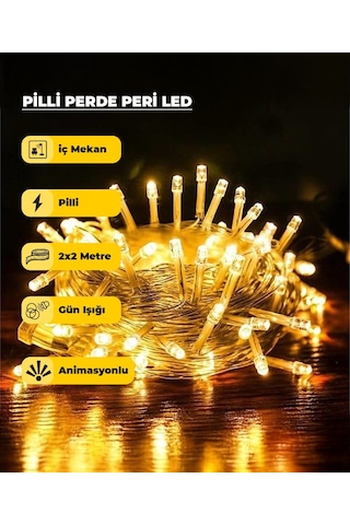 Pilli Perde Dekoratif Led 2m X 2m - Animasyonlu 2 Metre