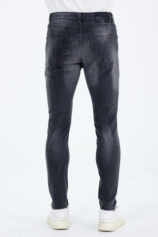 Erkek Gri Slim Fit Taş Yıkamalı Kot Pantolon 001