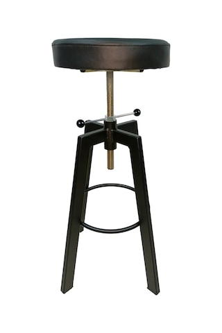 Helen Bar Sandalyesi Bar Taburesi Siyah Deri Oturak Çok Renkli