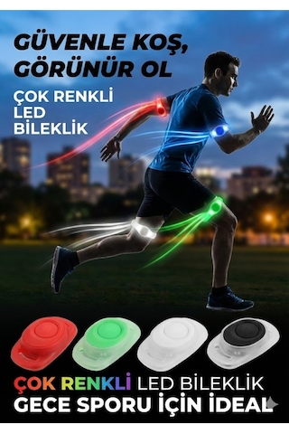 Gece Koşu Bilekliği: Su Geçirmez, 2 Fonksiyonlu, Işıklı Güvenlik Bandı Renkli