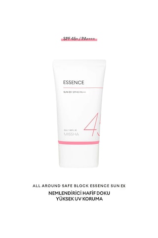 Missha Aydınlatıcı Nemlendirici Güneş Kremi All Around Safe Block Essence Sun EX SPF45/PA+++ 50 ML