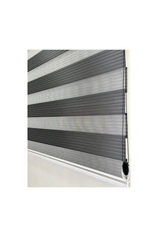 Binbirperde Antrasit Pileli Zebra Stor Perde Ev/ofis Perdesi Aluminyum Sistem
