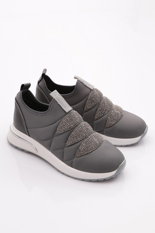 Dgn 222 Kadin Kalin Taban Baklava Desenli Sneaker Ayakkabi 222-2494-R10683 Gri - Gri