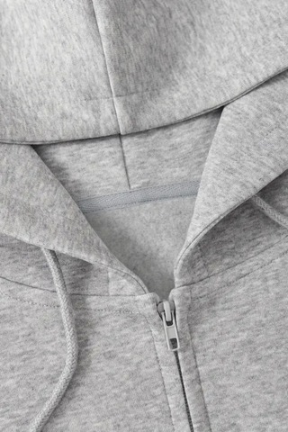 Cool Tarz Unisex Gri Fermuar Kapüşonlu Sweatshirt Gri Gri