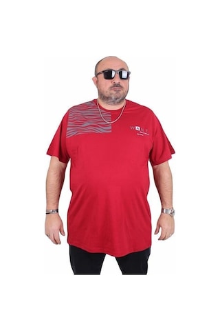 Starbattal Erkek Büyük Beden Sıfır Yaka Tişört Want 25160 Bordo Bordo