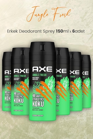 Axe Jungle Fresh Erkek Sprey Deodorant 6 x 150 ML