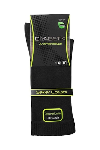 Şirin Erkek Diyabetik Çorap Özel Parfümlü Şeker Çorabı 40-44 (12 Adet) Siyah 40/44 Siyah