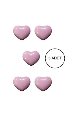5 Adet Porselen Çocuk Odası Pembe Kalp Mobilya Kulpu Seramik Çekmece Dolap Düğmesi 55x45 MM Pembe