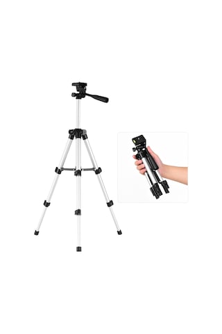 Mini Masaüstü Tripod Standı Alüminyum Alaşımlı 1/4 İnç Vida 21cm-65cm Akıllı Telefon Canlı Yayını İçin Ayarlanabilir Yükseklik Kompakt Led Video Işığı Dijital Kamera Gümüş