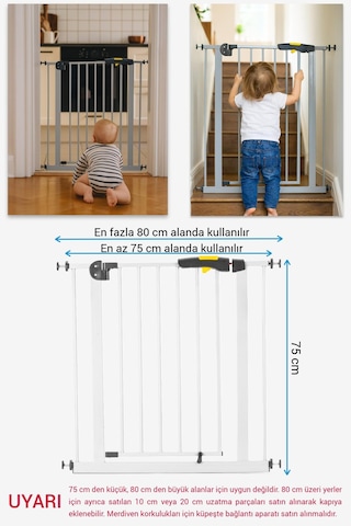 Wellgro Pro 75-80 Cm Çocuk Güvenlik Kapısı, Merdiven Kapısı Ve Korkuluk