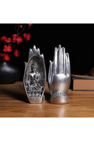 Dekoratif İkili El Buda Heykeli Tathagata Yoga Ve Meditasyon İçin Mandala El Heykelleri Feng Shui Ev Dekorasyonu Aksesuarları