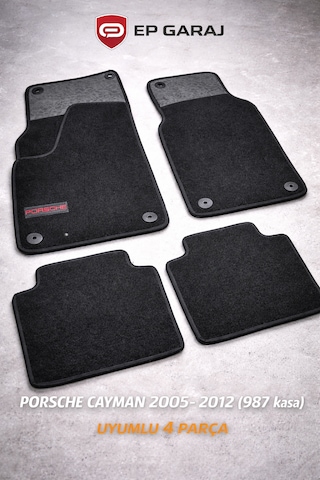 Porsche Cayman 2005-2012 987 Kasa Uyumlu Halı Paspas Özel Kesim, Kalın Tip