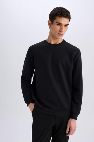 DeFacto Regular Fit Bisiklet Yaka Basic Düz Sweatshirt D7231AX25SPBK81