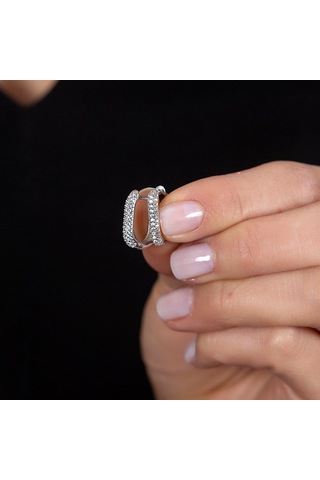 Gümüşhediyeal Starlight Diamond Mikro Zirkon Taşlı "U" Tasarım 925 Ayar Gümüş K