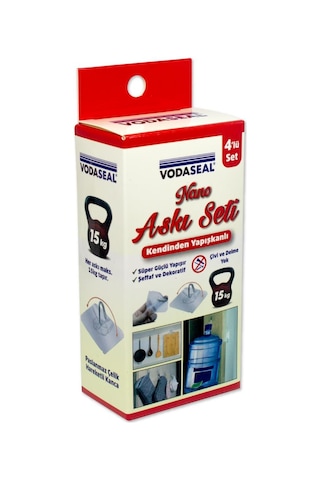 Vodaseal Kendinden Yapışkanlı Nano Askı Seti 15 Kg - 4 Parça Şeffaf