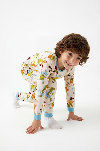 Penti Ekru Erkek Çocuk Look Retro Uzun Kollu Pamuklu 2'li Pijama Takımı