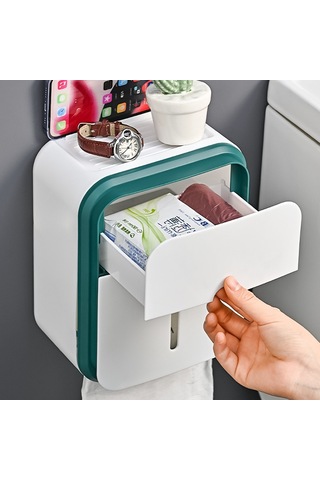 Yunboo Banyo Duvar Tipi Sulama Dayanıklı Bezyazısı Kutusu - Delme Yok Kurulum - Çok Amaçlı Hafıza Rafı Yeşil Diğer