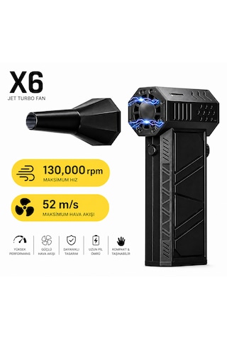 X6 Jet Turbo Fan 130.000 Rpm 52 M/s Güçlü Hava Akışı Ultra Güçlü Hava Üfleyici 1
