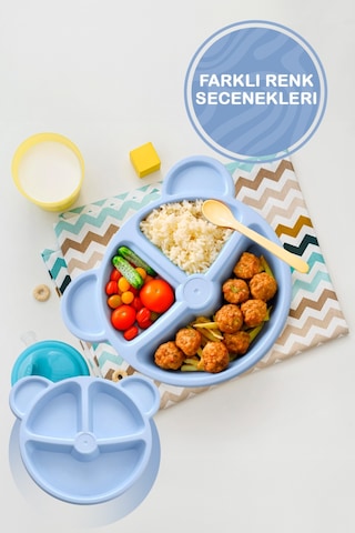Mithra Life 3 Bölmeli Mavi Bebek Çocuk Yemek Mama Tabağı Mıt1115 Mavi