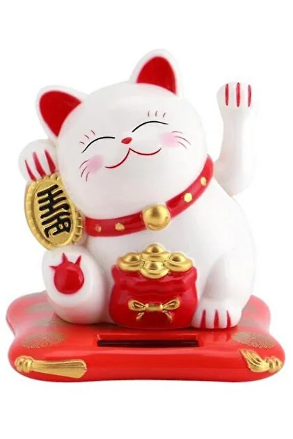 Maneki Neko El Sallayan Şans Kedisi Solar Panelli - 10.5 Cm 0