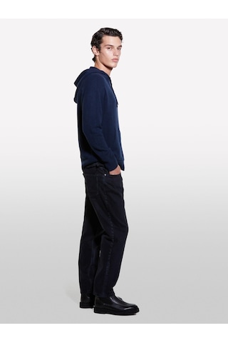 Sisley Pamuk Karışımlı Kanguru Cepli Kapüşonlu Sweatshirt Erkek Soluk Lacivert Sweatshirt - 324a1qpss200q