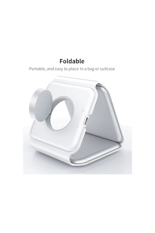 Leezsing Ym588 Katlanabilir 3'lü Kablosuz Şarj İstasyonu - Beyaz Abs Malzeme
