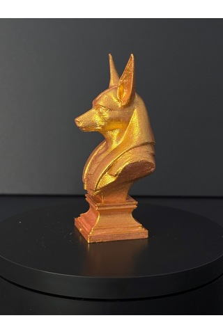 Antik Altın Renkli Anubis Büstü Dekoratif Obje Mısır Temalı Heykel