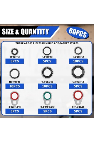 Kosona Otomotiv Klima Kompresör Gasket Seti 60 Adet - Tam Kaplama, Eşik Dikme, Dayanıklı Ve Kolay Kurulum Özellikleriyle Farklı Araç Modellerine Uygun