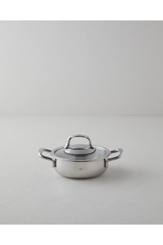 English Home Glow Çelik Cam Kapaklı Sahan 14x5 Cm Silver Silver