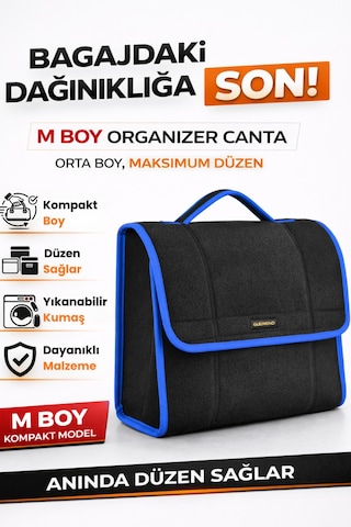 Oto Bagaj Organizer Bagaj Çantası M Boy Kaymaz Cırt Bantlı Velur Kompakt Düzenleyici - Mcx2