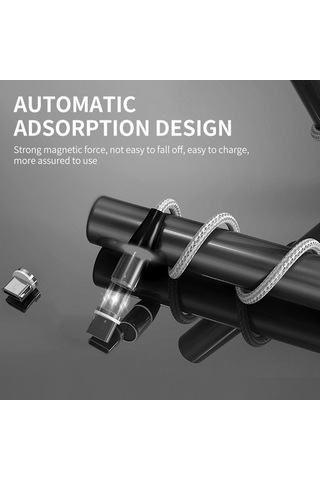 Pazly 2.4a Manyetik Şarj Kablosu, 2m, Naylon Örgülü, Hızlı Şarj, Gümüş Tip-c, Siyah/beyaz/kırmızı