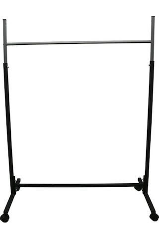 Teknor Paslanmaz Metal Vitrin Konfeksiyon Kıyafet Askılık Tekerlekli Portatif Askılık Portmanto Siyah