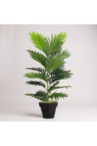 100 Cm Yapay Areca Palmiyesi Premium Dekoratif İç Mekan Bitkisi Siyah Plastik Saksı Yeşil