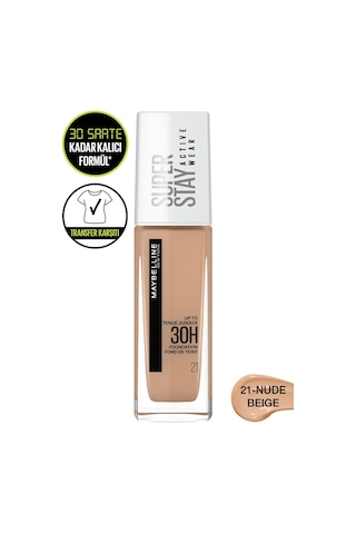 Maybelline New York Super Stay Active Wear Fondöten No:21 Nude Beige