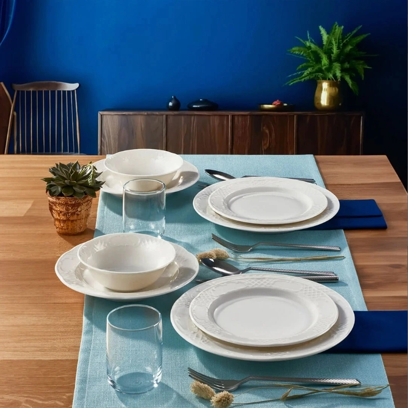 Güral Porselen Bone Safir 12 Kişilik Yemek Takımı 82 Parça