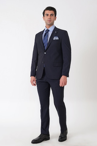 Efor Slim Fit Esnek %97 Yünlü Düz Lacivert Takım Elbise Tk 957