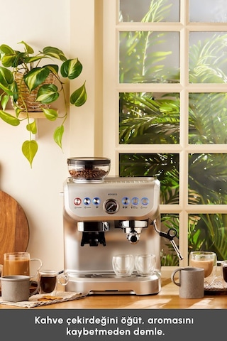 Karaca Coffee Art 2 L Barista Öğütücü + Süt Köpürtücü+ 15 Bar Basınçlı Espresso Kahve Makinesi