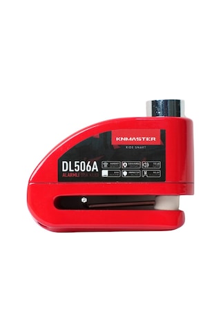 KNMASTER DL506A 6mm Alarmlı Disk Kilidi | Hatırlatma Kablosu ve Taşıma Çantası Kırmızı