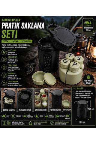 Kamp & Outdoor Çok Amaçlı Baharat Ve Saklama Seti Taşınabilir 6 Parça Siyah Kamp & Outdoor Çok Amaçlı Baharat Ve Saklama Seti Taşınabilir 6 Parça Siyah